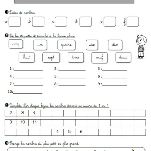 Les nombres en 0 à 20 en lettres